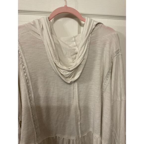 POL Oversized Beachy Lace Trime Full Zip Balloon Sleeve Hoodie, L - Picture 7 of 7